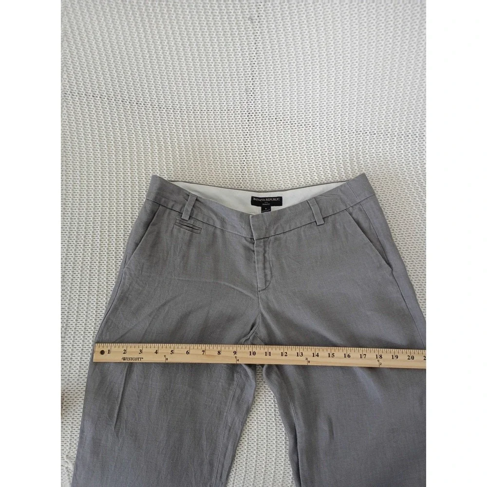 Banana Republic 100% Linen Wide Leg Ryan Fit Grey Cuffed Pants W 28/29x33T $158